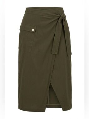 🌻ZARA Army Green Midi Wrap Skirt